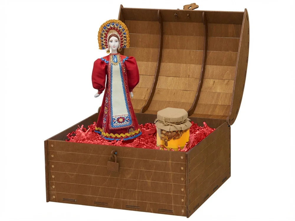 Подарочный набор: кукла фарфоровая, мёд с гецким орехом