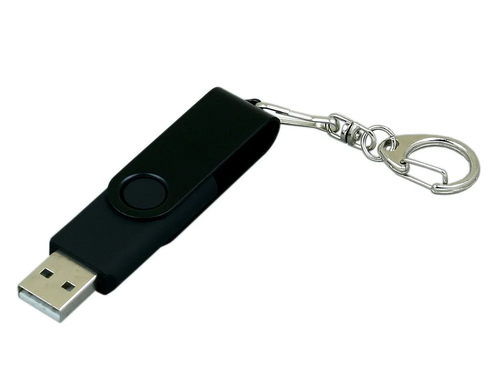 USB 2.0- флешка промо на 16 Гб с поворотным механизмом и однотонным металлическим клипом