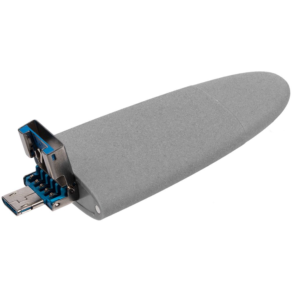 Флешка Pebble Universal, USB 3.0, серо-синяя