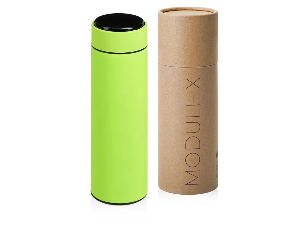 Вакуумный термос Module X с индикатором температуры и медной изоляцией, 500 мл, крафтовый тубус