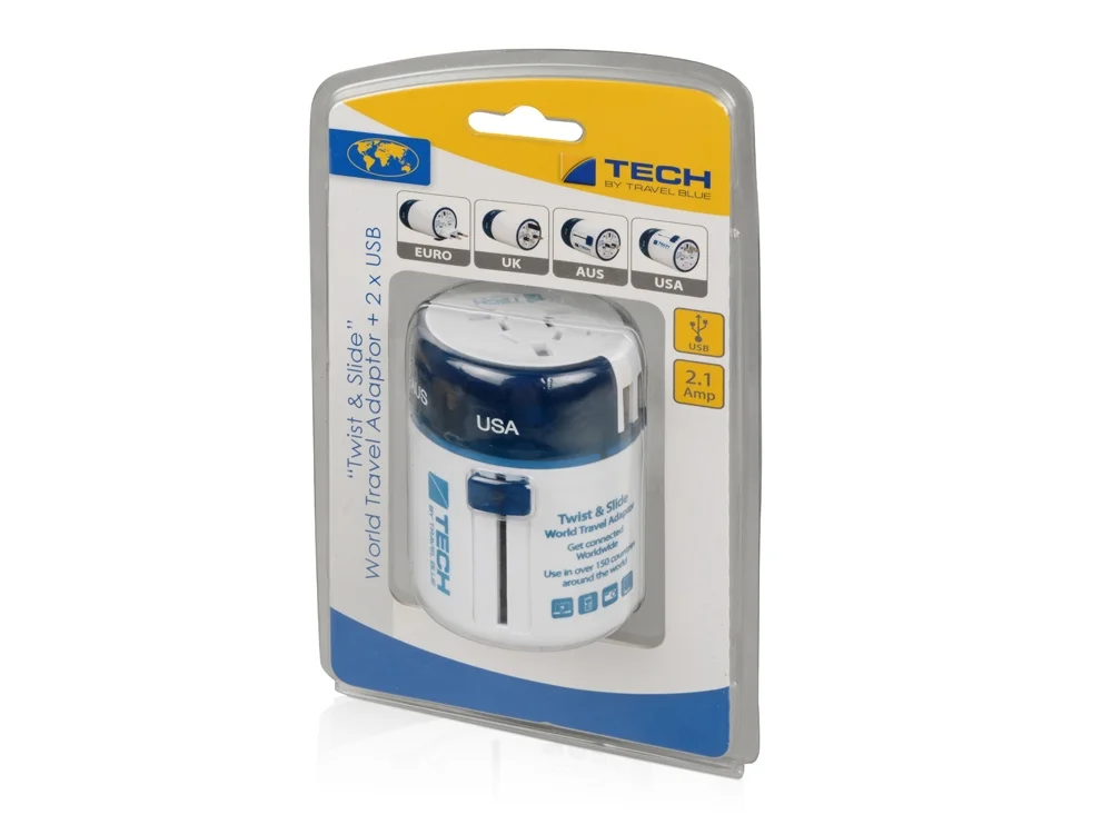 Адаптер с 2-мя USB-портами Twist &amp; Slide