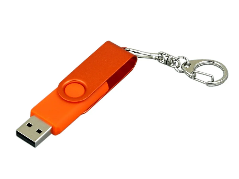 USB 2.0- флешка промо на 16 Гб с поворотным механизмом и однотонным металлическим клипом