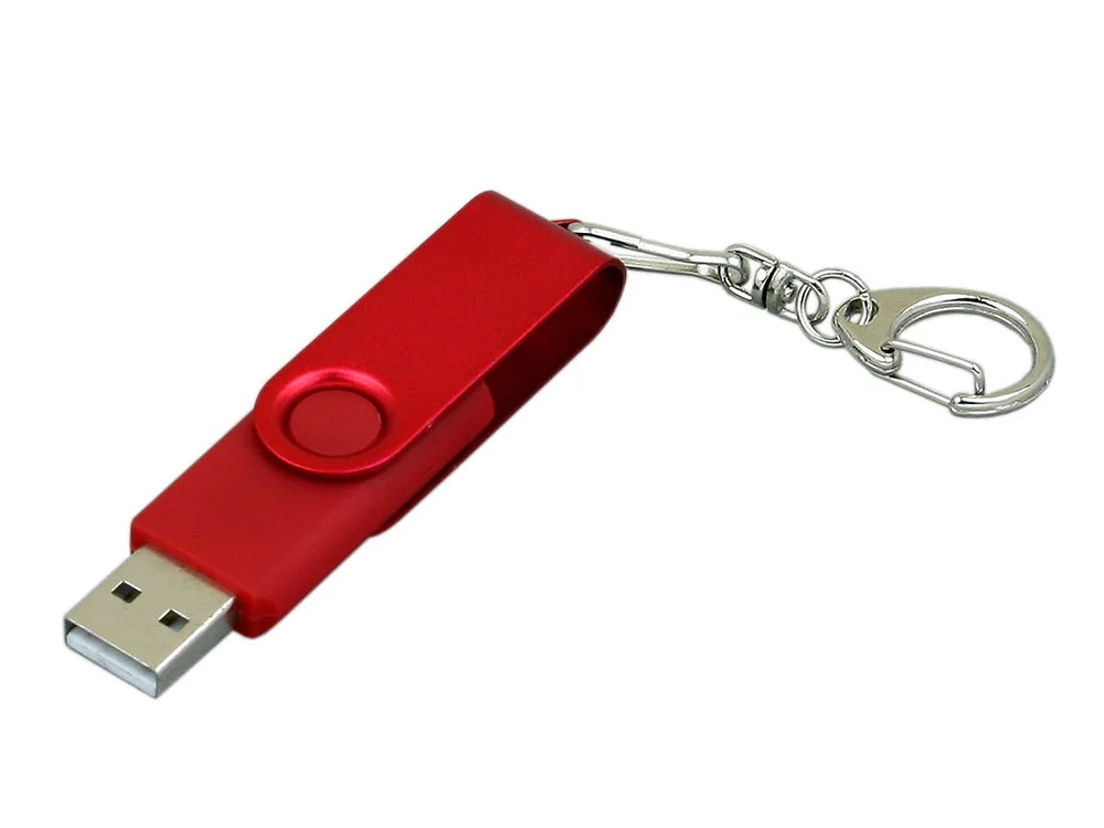 USB 2.0- флешка промо на 16 Гб с поворотным механизмом и однотонным металлическим клипом