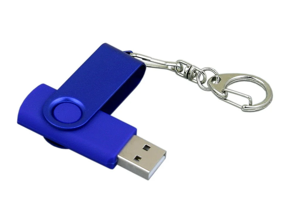 USB 2.0- флешка промо на 16 Гб с поворотным механизмом и однотонным металлическим клипом