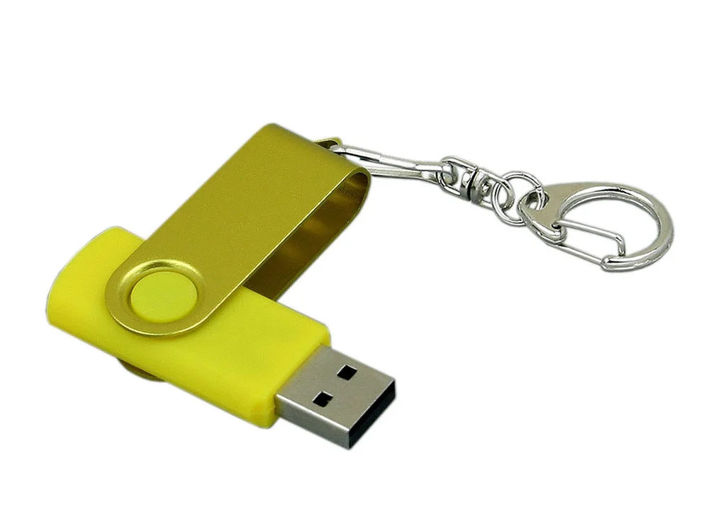 USB 2.0- флешка промо на 16 Гб с поворотным механизмом и однотонным металлическим клипом