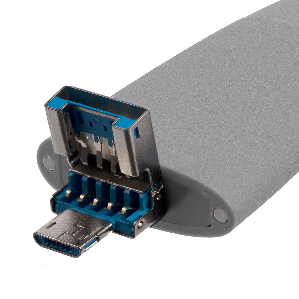 Флешка Pebble Universal, USB 3.0, серо-синяя