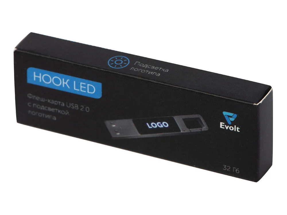 USB 2.0- флешка на 32 Гб c подсветкой логотипа Hook LED