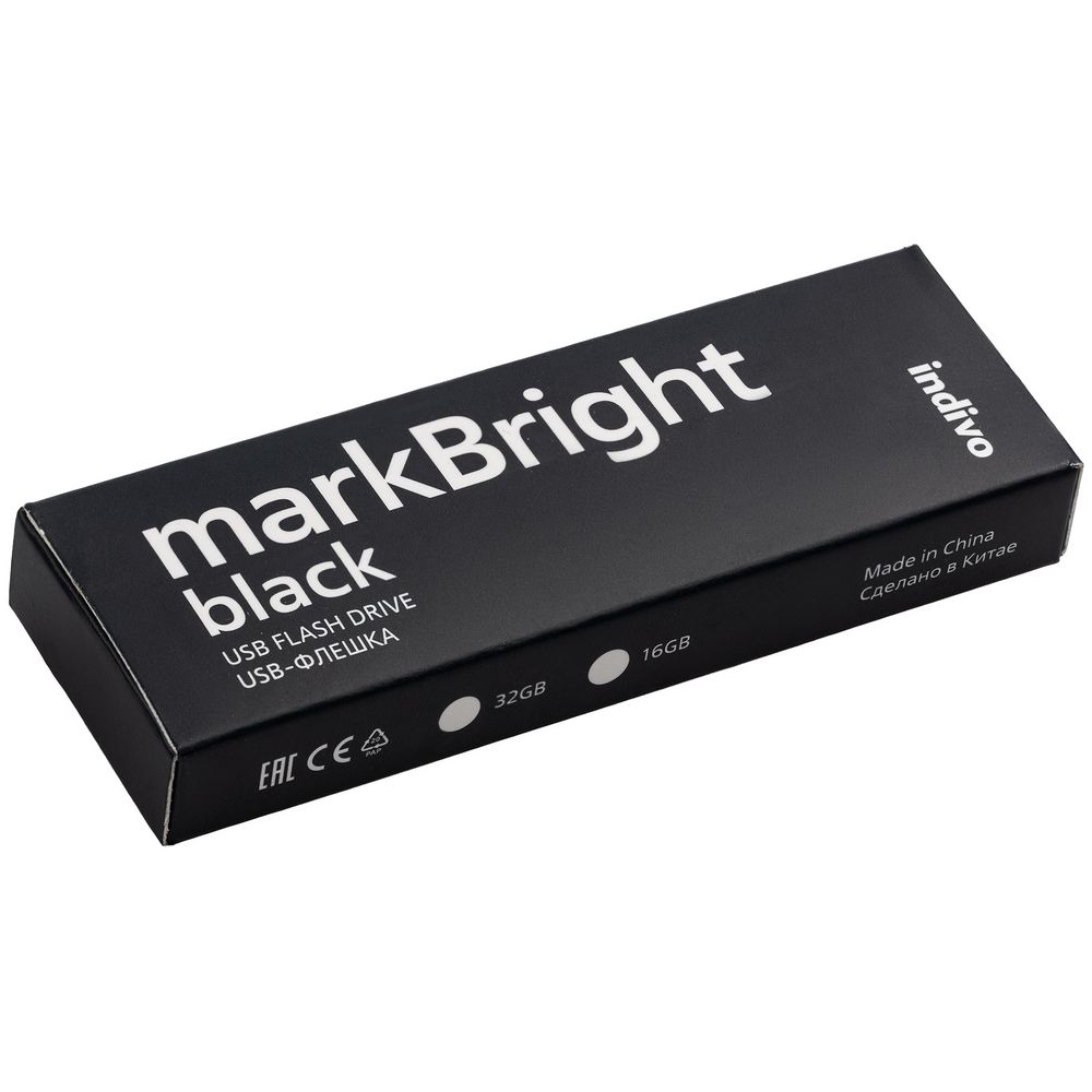 Флешка markBright Black с синей подсветкой