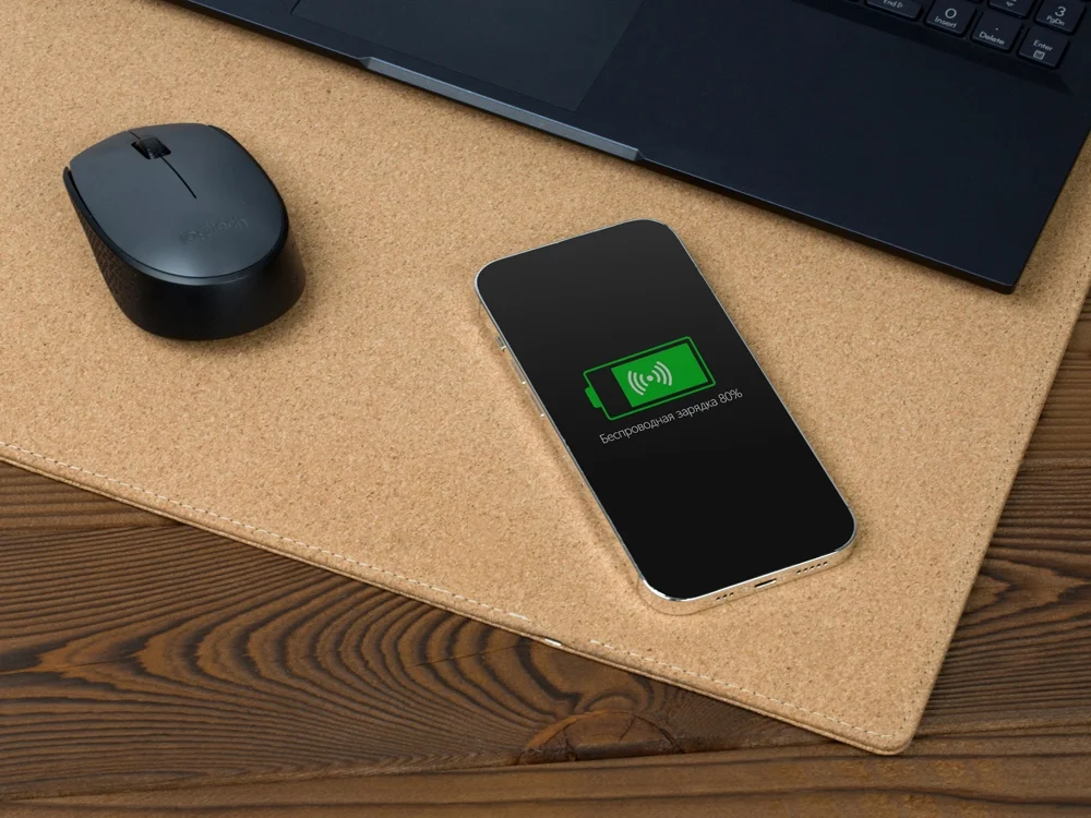 Пробковый коврик для рабочего места с беспроводной зарядкой Querсus