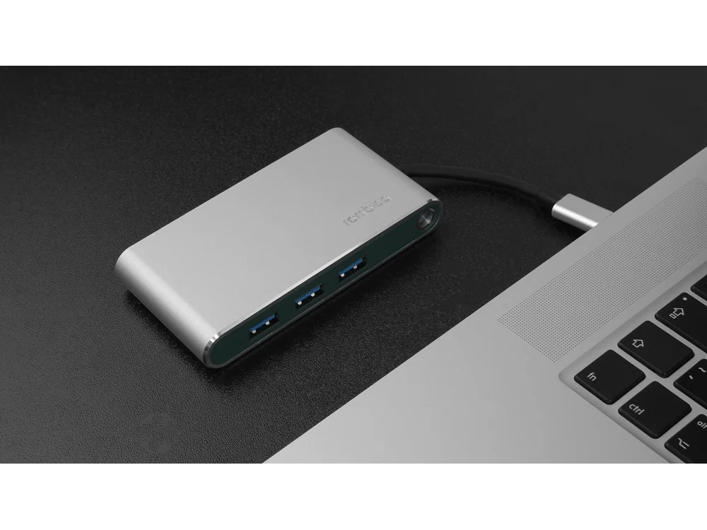 Хаб 8-в-1 Type-C Hermes, USB 3.0 x 3, Type-C PD, HDMI, LAN, картридер