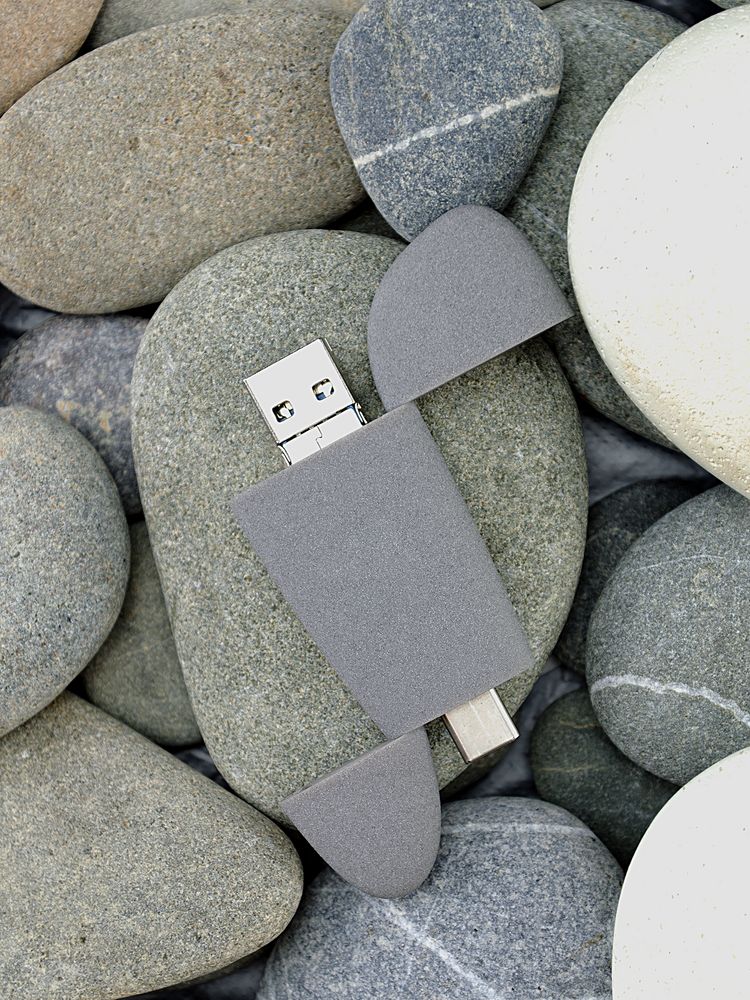 Флешка Pebble Universal, USB 3.0, серо-синяя