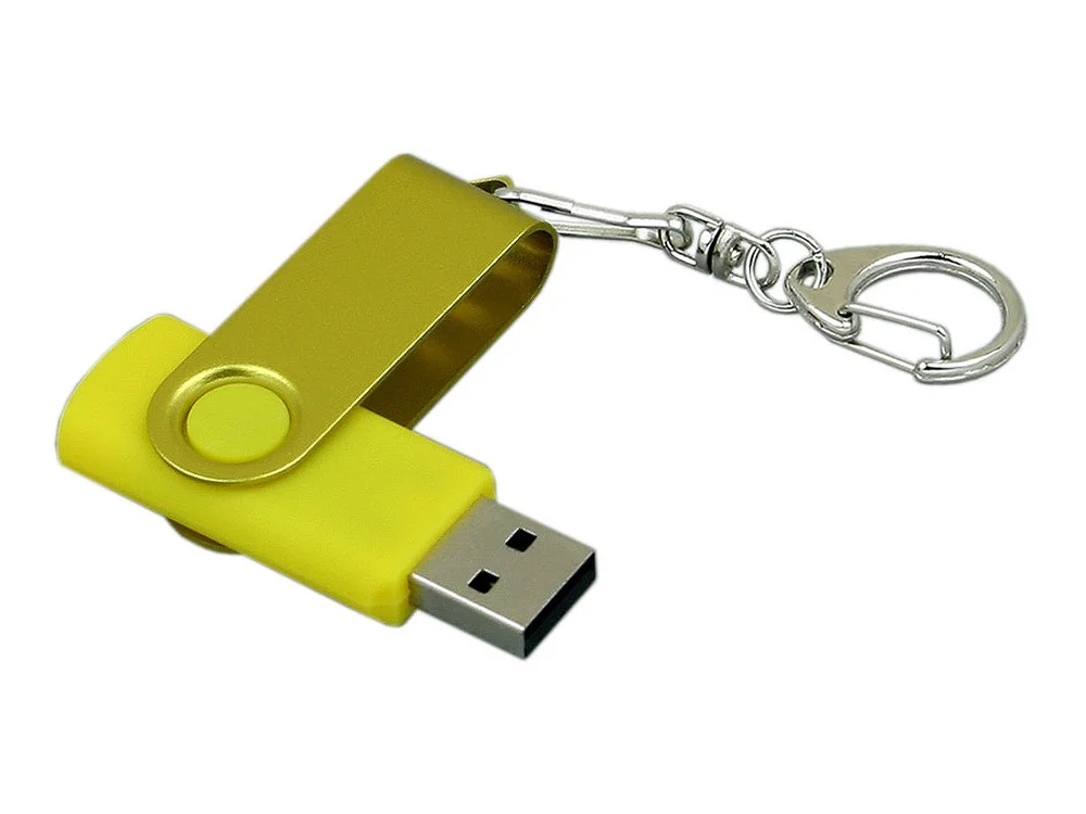 USB 2.0- флешка промо на 16 Гб с поворотным механизмом и однотонным металлическим клипом