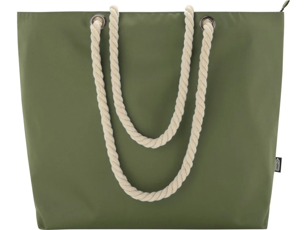 Пляжная сумка-холодильник Panama GRS из переработанных материалов с ручками-шнурками