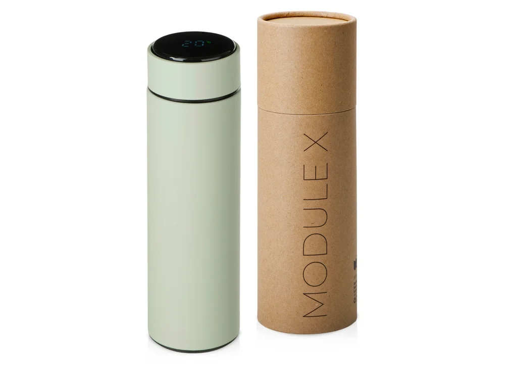 Вакуумный термос Module X с индикатором температуры и медной изоляцией, 500 мл, крафтовый тубус