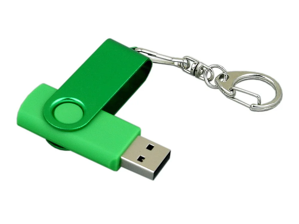 USB 2.0- флешка промо на 16 Гб с поворотным механизмом и однотонным металлическим клипом