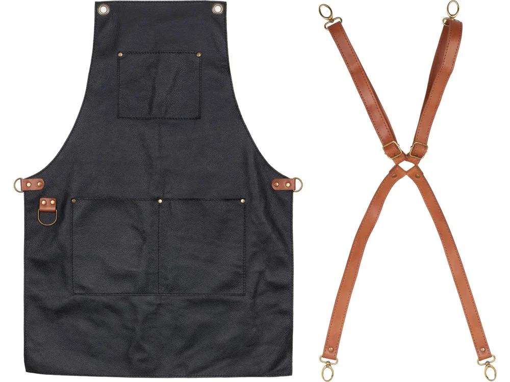 Фартук из натуральной кожи с карманами