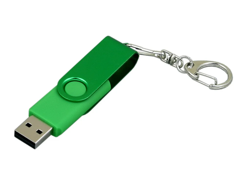 USB 2.0- флешка промо на 16 Гб с поворотным механизмом и однотонным металлическим клипом