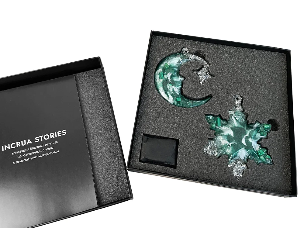 Набор елочных игрушек: Полумесяц, Снежинка