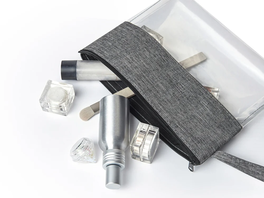 Прозрачная косметичка Leony из ПВХ и ткани