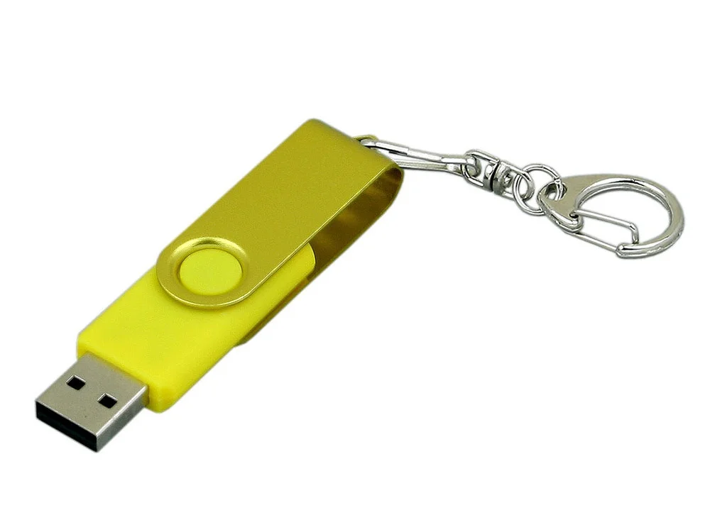 USB 2.0- флешка промо на 16 Гб с поворотным механизмом и однотонным металлическим клипом