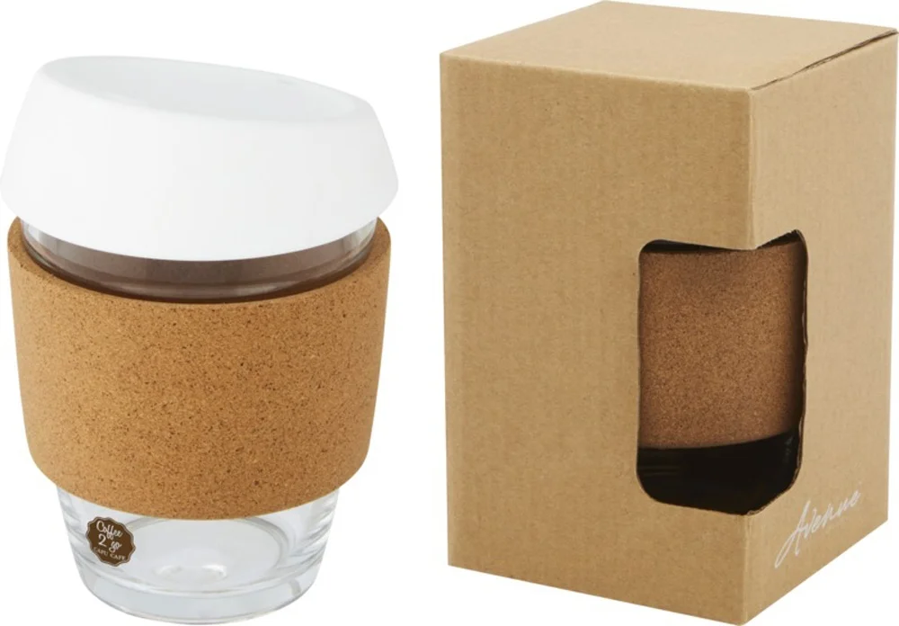 Стеклянный стакан с силиконовой крышкой и пробковой манжетой Lidan