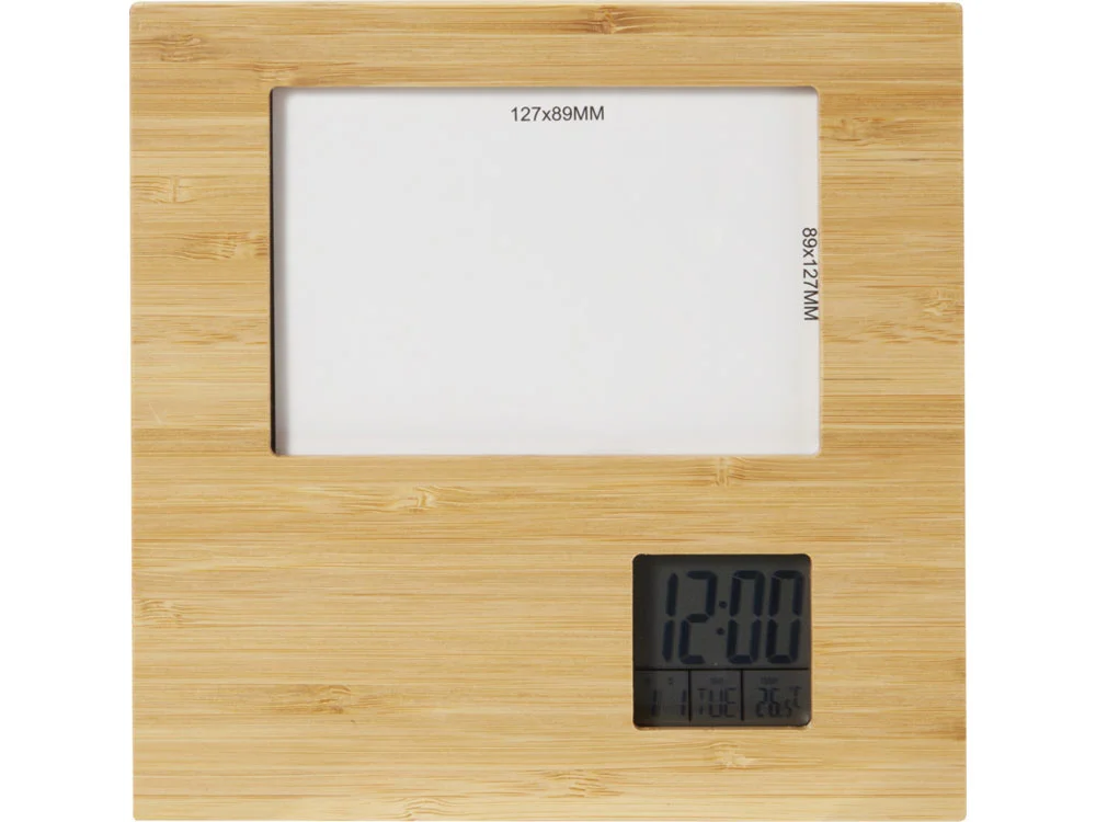 Бамбуковая фоторамка Sasa с метеостанцией
