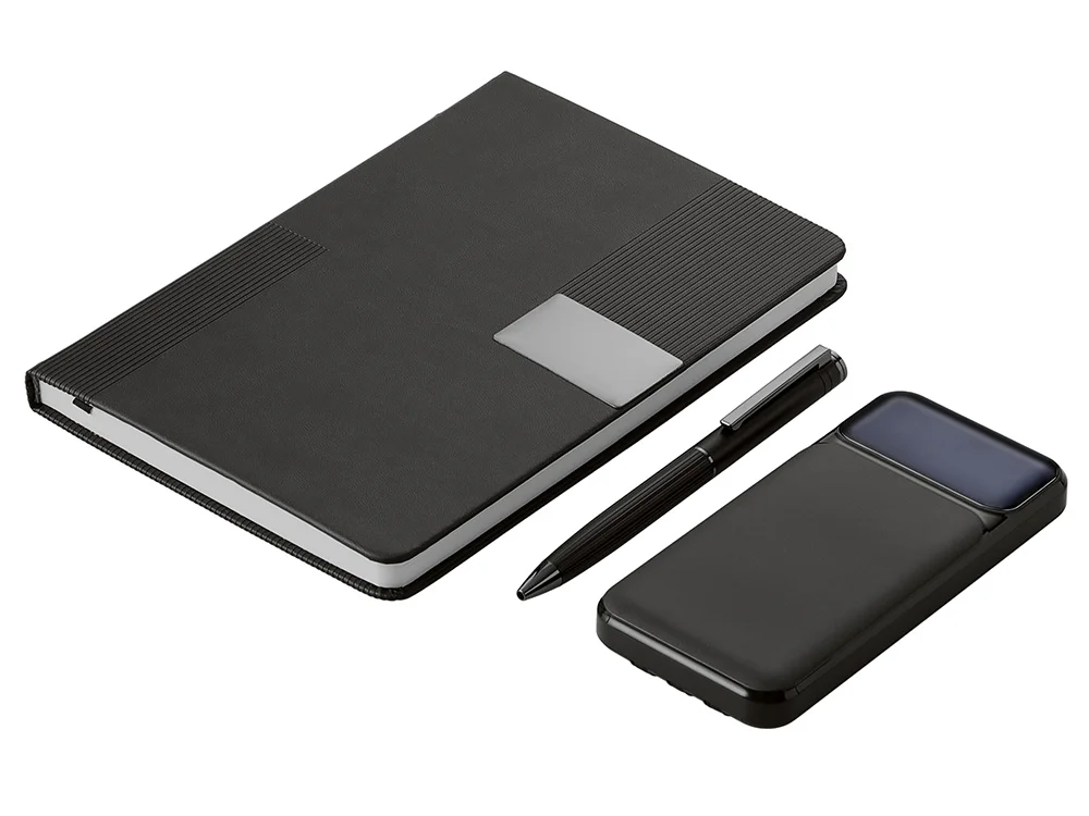 Подарочный набор Tesla с блокнотом А5, ручкой и пауэрбенком на 10 000 mAh