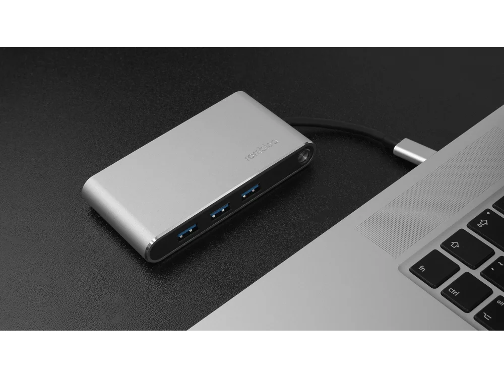 Хаб 8-в-1 Type-C Hermes, USB 3.0 x 3, Type-C PD, HDMI, LAN, картридер