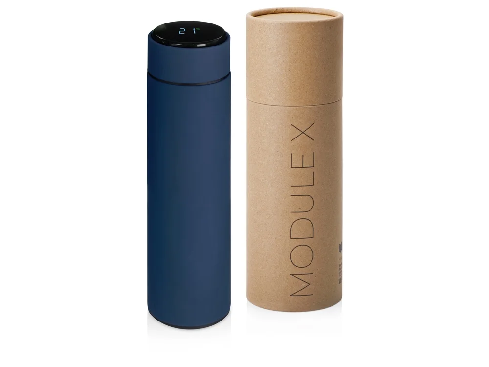 Вакуумный термос Module X с индикатором температуры и медной изоляцией, 500 мл, крафтовый тубус