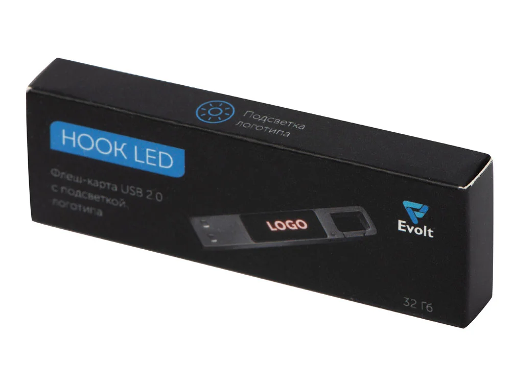USB 2.0- флешка на 32 Гб c подсветкой логотипа Hook LED