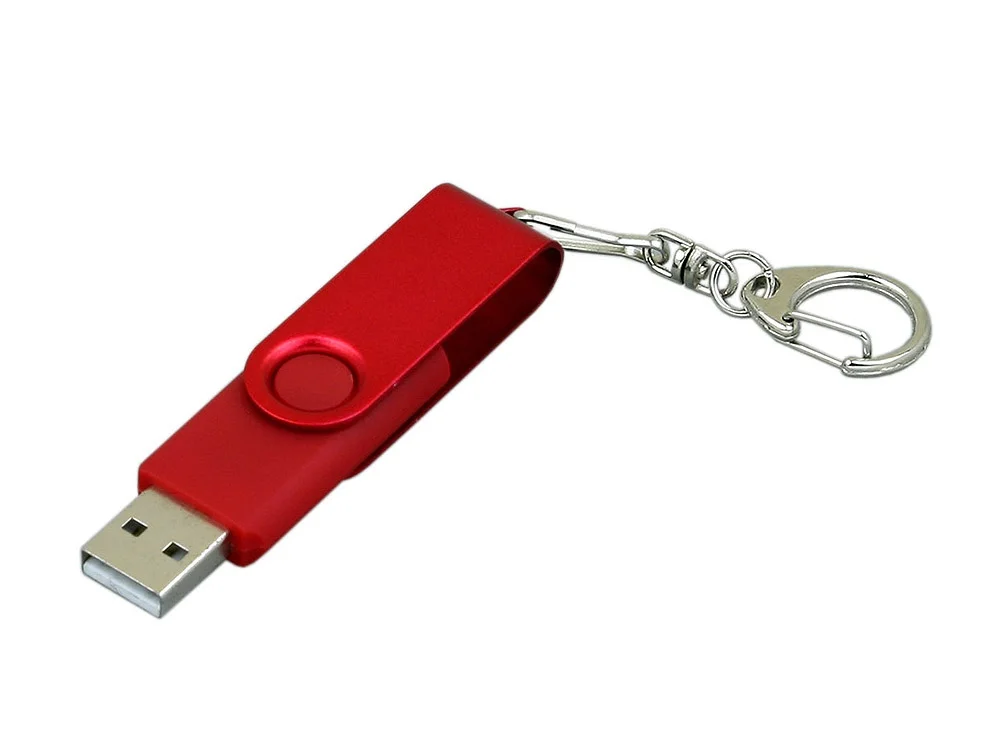 USB 2.0- флешка промо на 16 Гб с поворотным механизмом и однотонным металлическим клипом