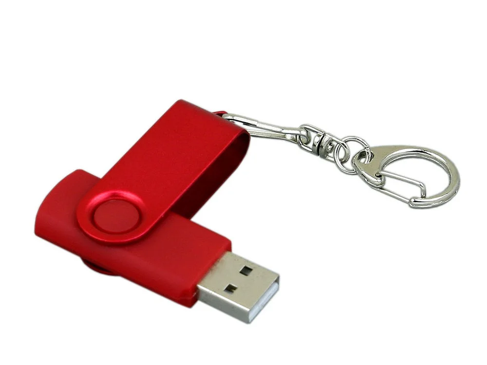 USB 2.0- флешка промо на 16 Гб с поворотным механизмом и однотонным металлическим клипом