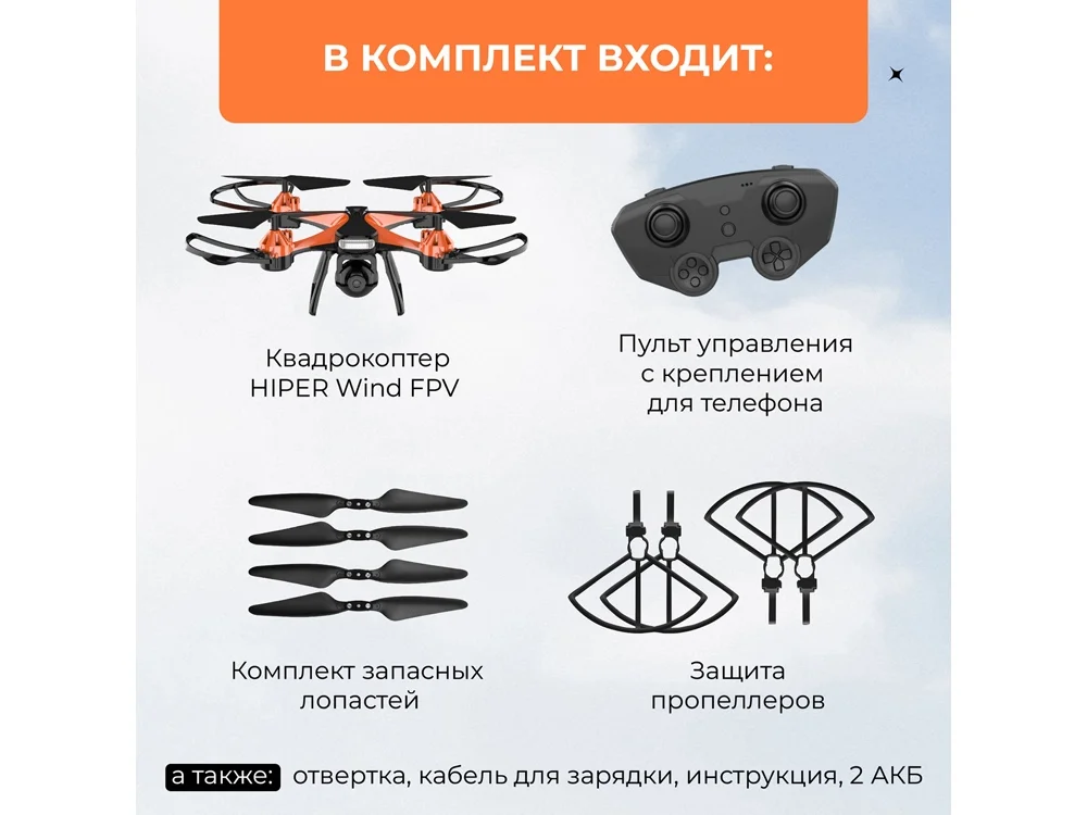 Радиоуправляемый квадрокоптер WIND FPV