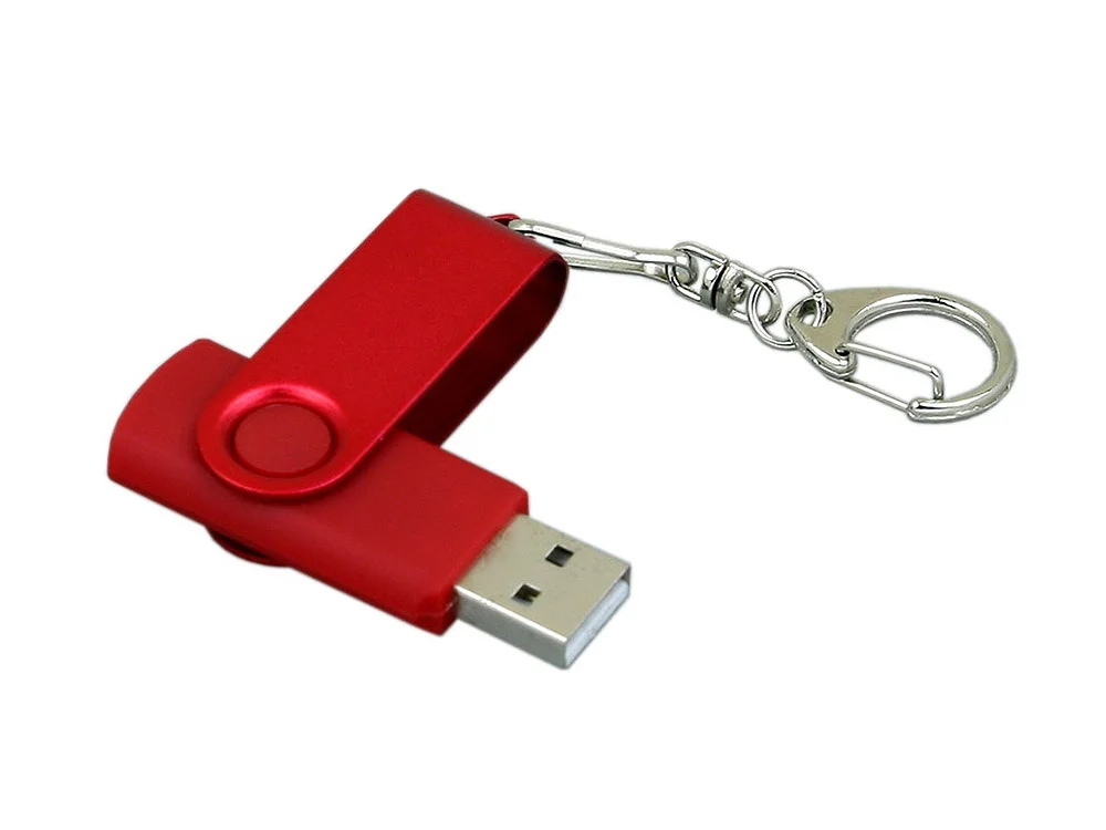 USB 2.0- флешка промо на 16 Гб с поворотным механизмом и однотонным металлическим клипом