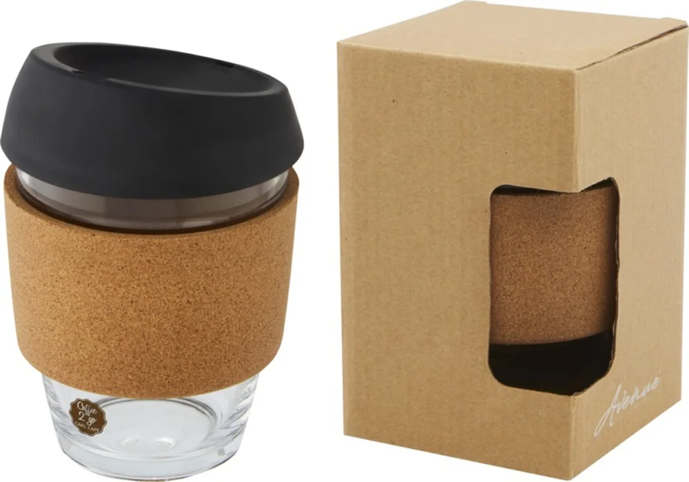 Стеклянный стакан с силиконовой крышкой и пробковой манжетой Lidan