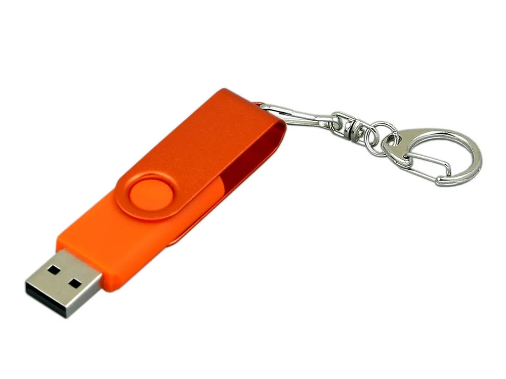 USB 2.0- флешка промо на 16 Гб с поворотным механизмом и однотонным металлическим клипом