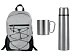 Набор туриста с термосом и кружкой в рюкзаке