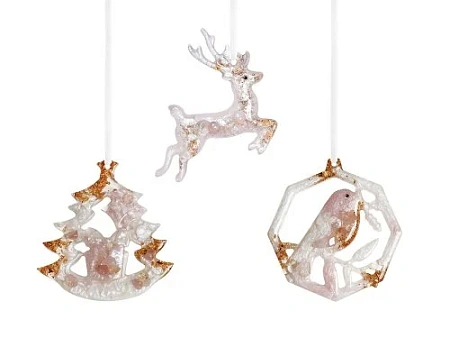 Набор елочных игрушек: Снегирь, Олень, Ель