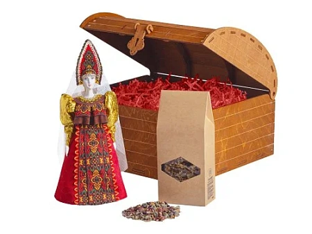 Подарочный набор: кукла фарфоровая, чай Малина с мятой