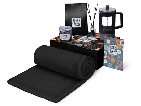 Подарочный набор Re:y. Vive с пледом, френч-прессом и кофе