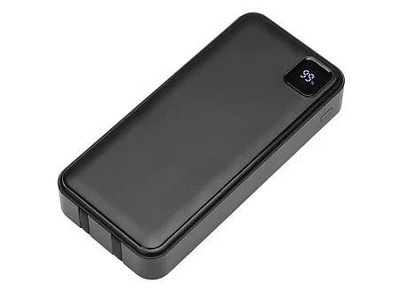 Внешний аккумулятор со встроенными кабелями Фрэйм Про, быстрая зарядка, 20000мач