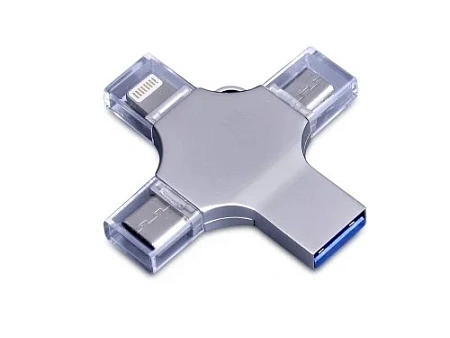 USB 3.0-флешка на 32 Гб 4-в-1 с разъемами Micro USB, Type-C и Lightning