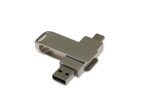 USB 3.0- флешка на 16 Гб с поворотным механизмом и дополнительным разъемом Type-C