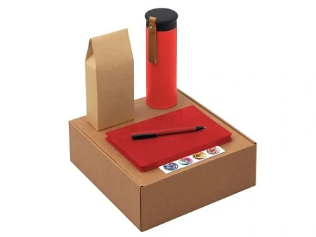 Набор Draftea с блокнотом, ручкой, термосом и чаем